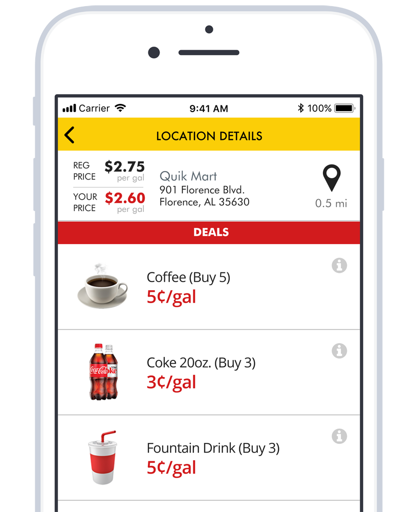 Screenshot of the Quik Club App